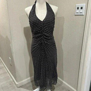 Coast pleated halter midi polka dot midi dress.